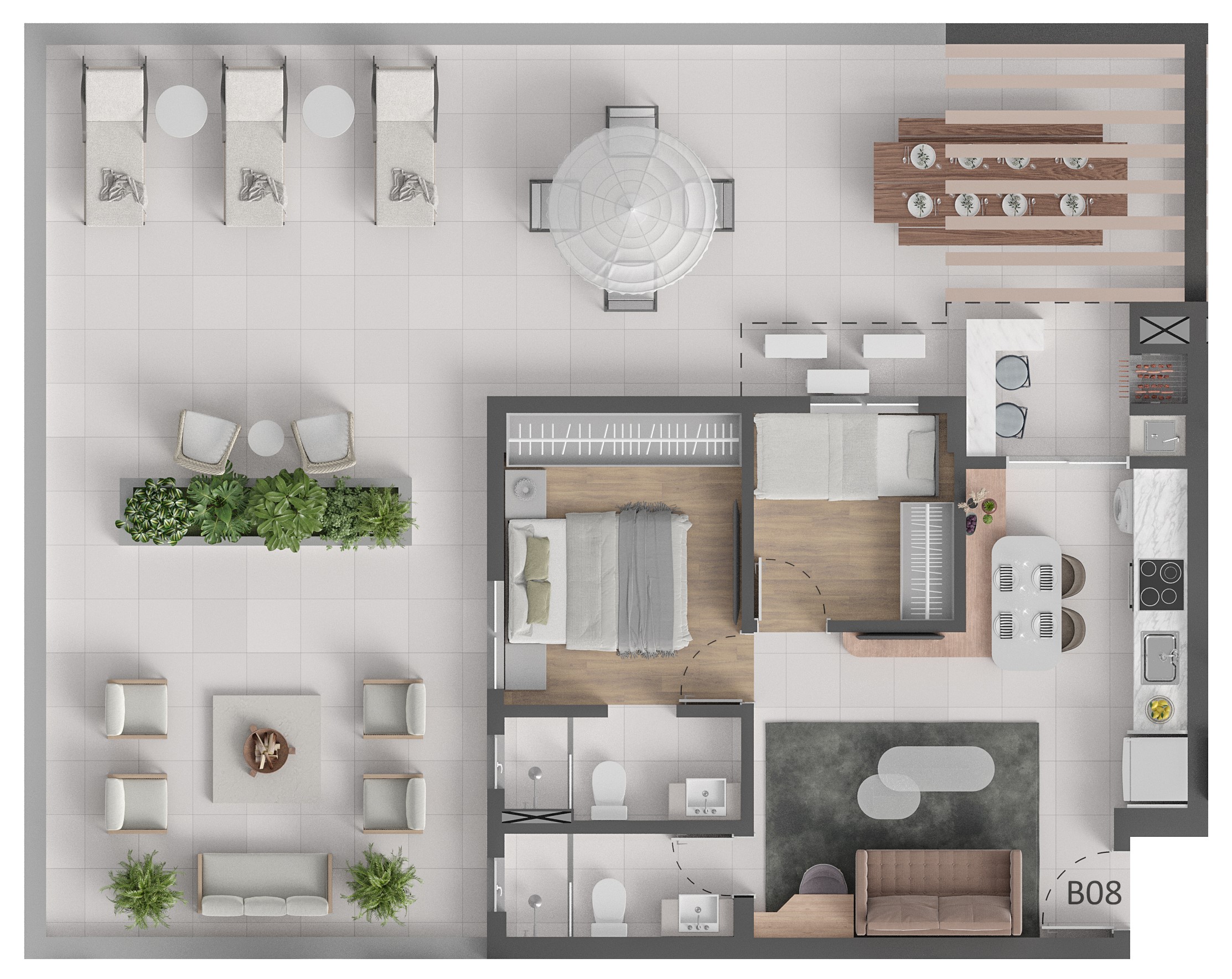 Planta Torre B · Tipo 8 · Giardino